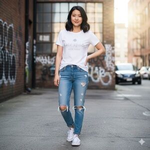 Kate Spade White Logo T-Shirt NWT Size S